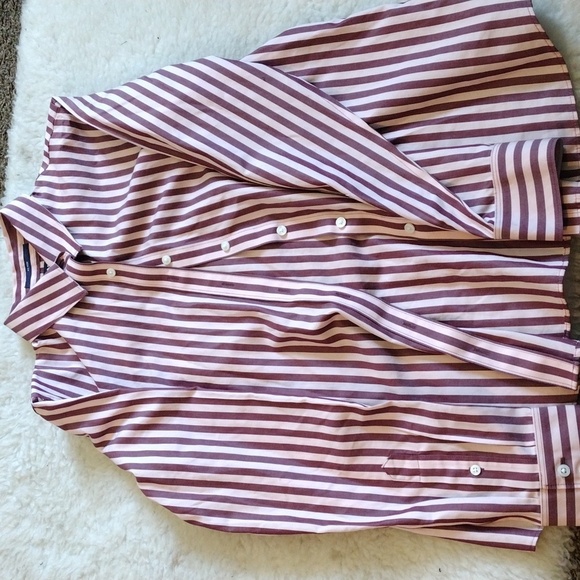 Lands' End Dusty Rose Are Pink 3/4 Sleeve Button Down Shirt - Picture 3 of 5